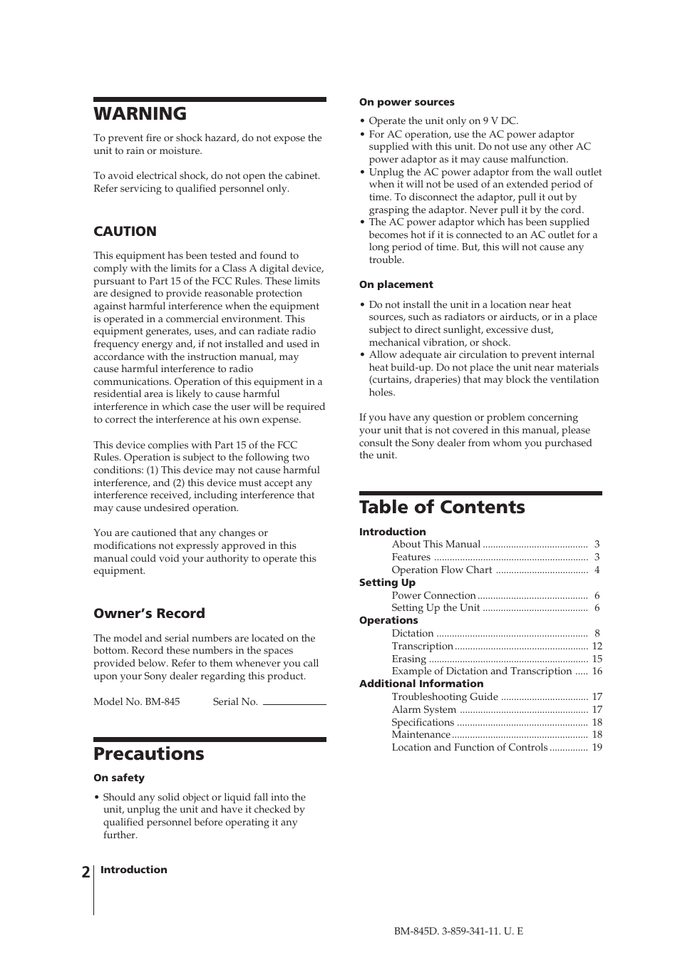 Sony BM-845D User Manual | Page 2 / 20