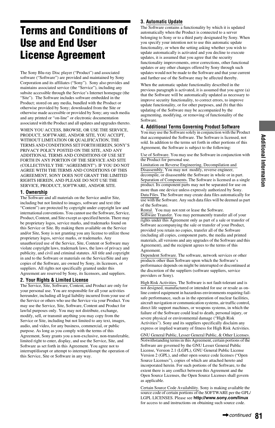 Sony BDP-S760 User Manual | Page 81 / 87