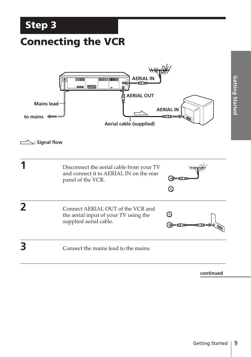 Connecting the vcr, Step 3 | Sony SLV-E580EE User Manual | Page 9 / 56