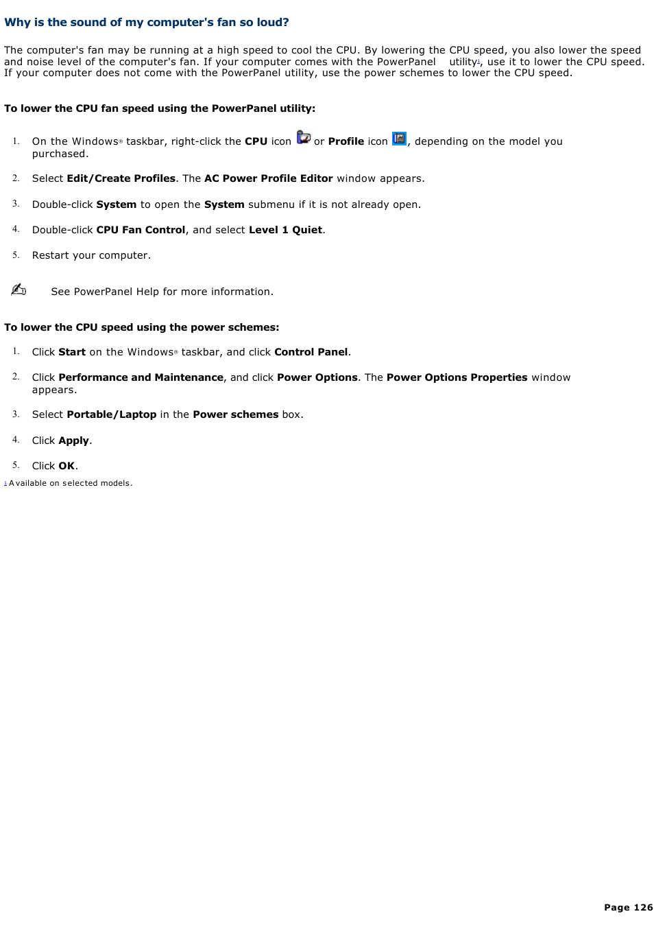 Why is the sound of my computer's fan so loud | Sony VAIO computer User Manual | Page 126 / 190