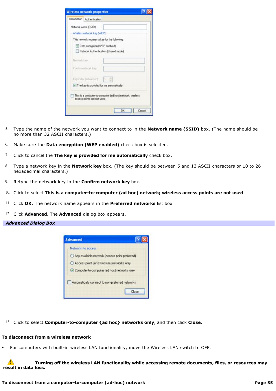 Sony VAIO computer User Manual | Page 55 / 190