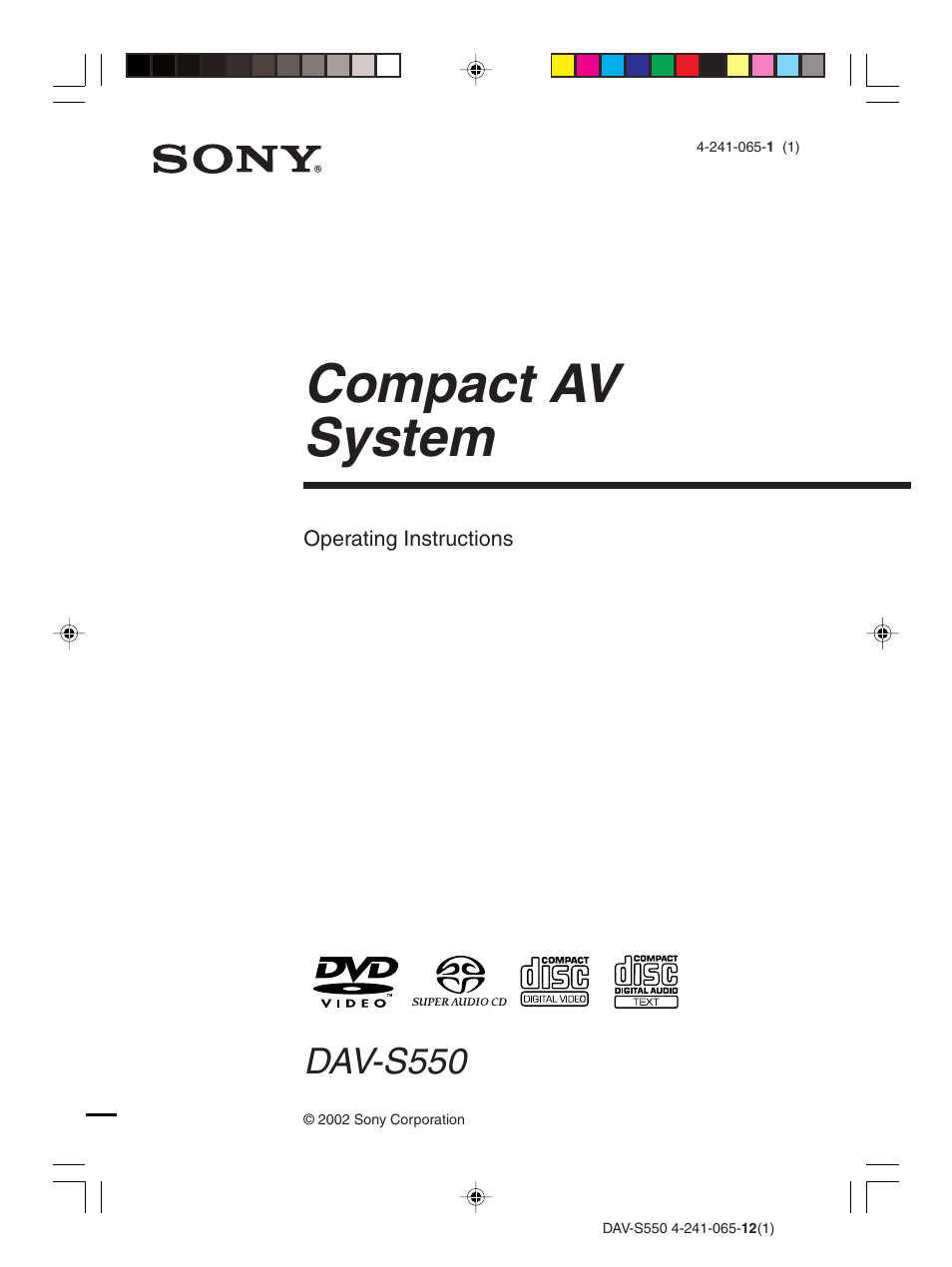 Sony DAV-S550 User Manual | 84 pages