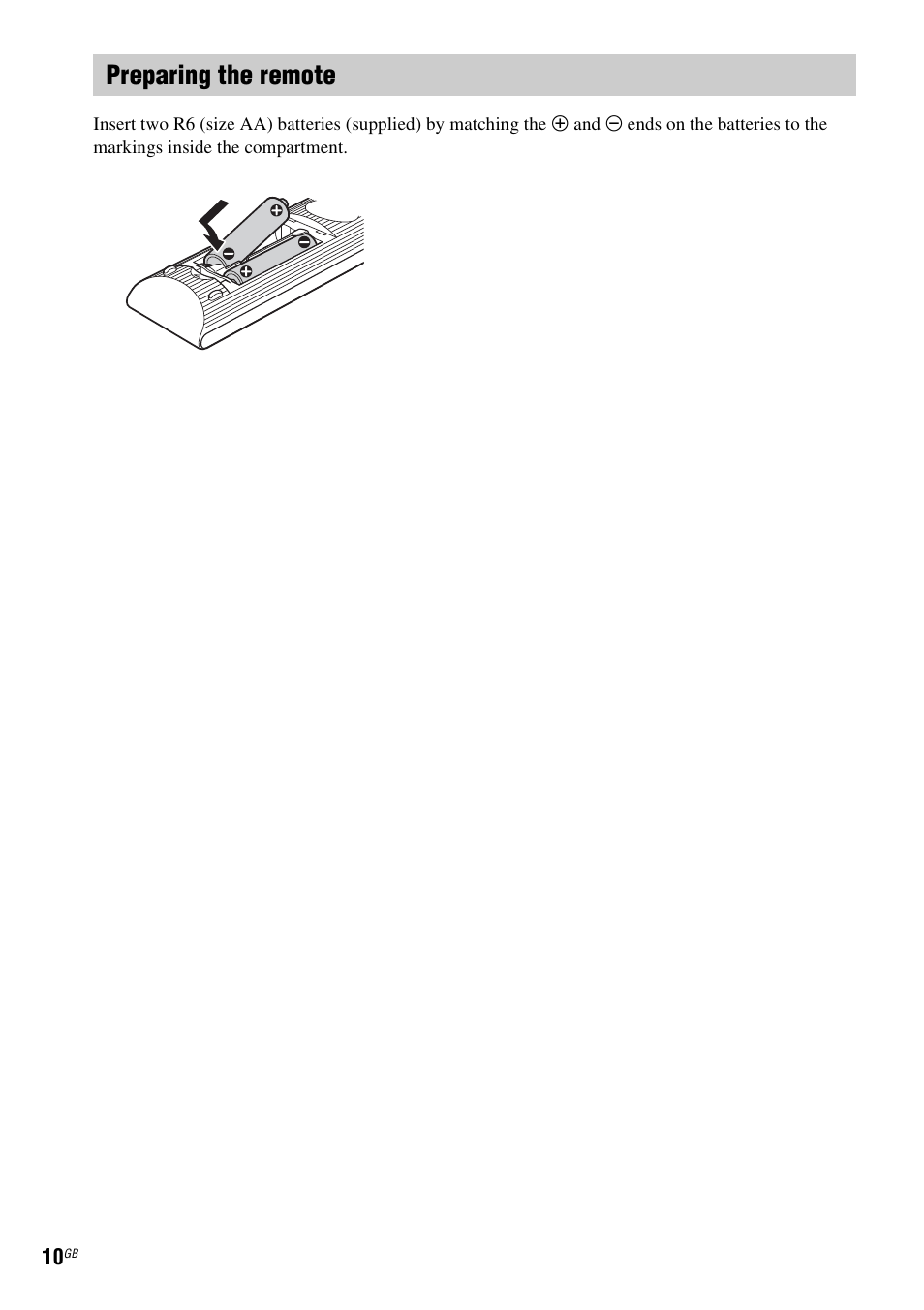 Preparing the remote | Sony BDV-E380 User Manual | Page 10 / 80