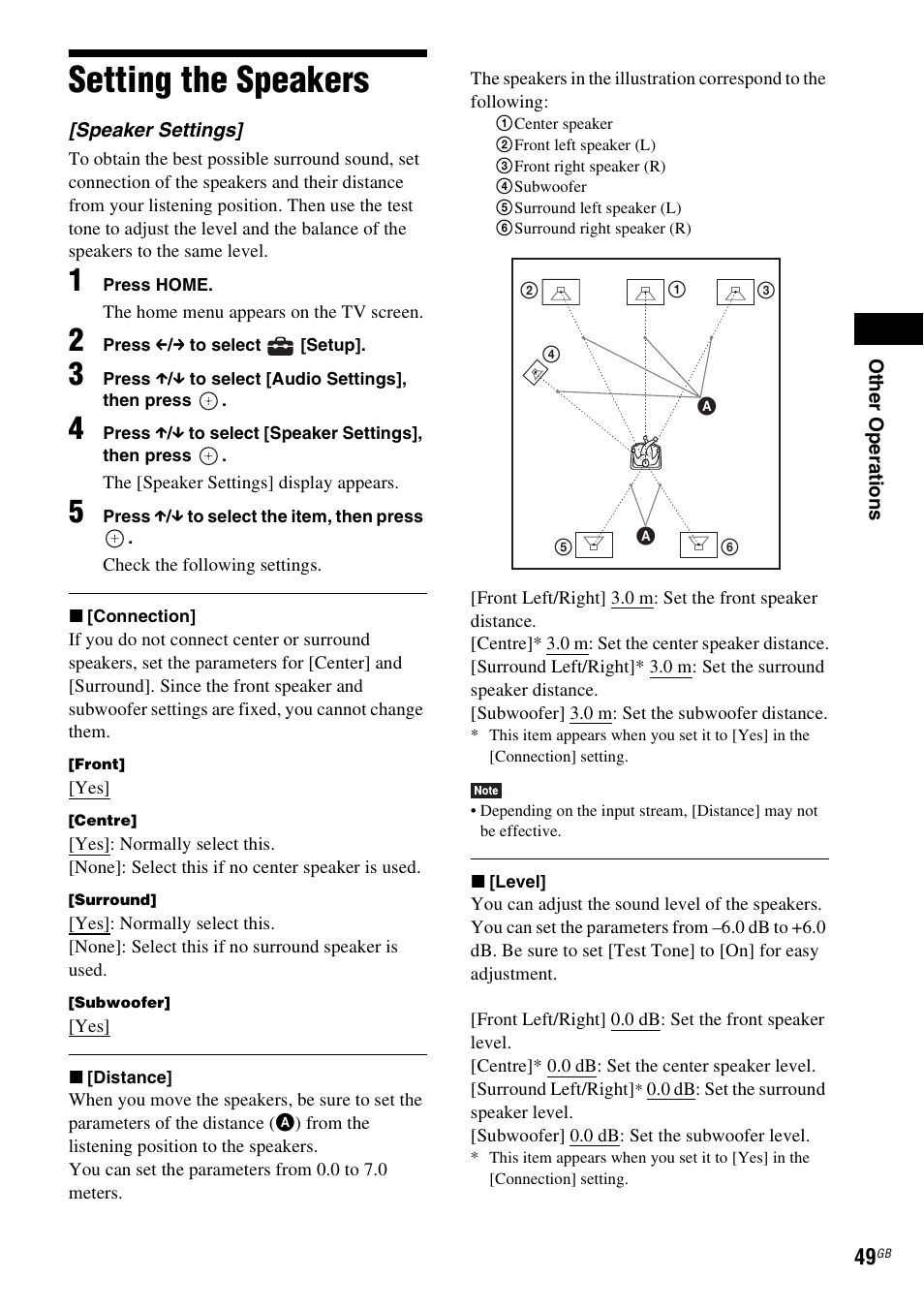 Setting the speakers | Sony BDV-E380 User Manual | Page 49 / 80