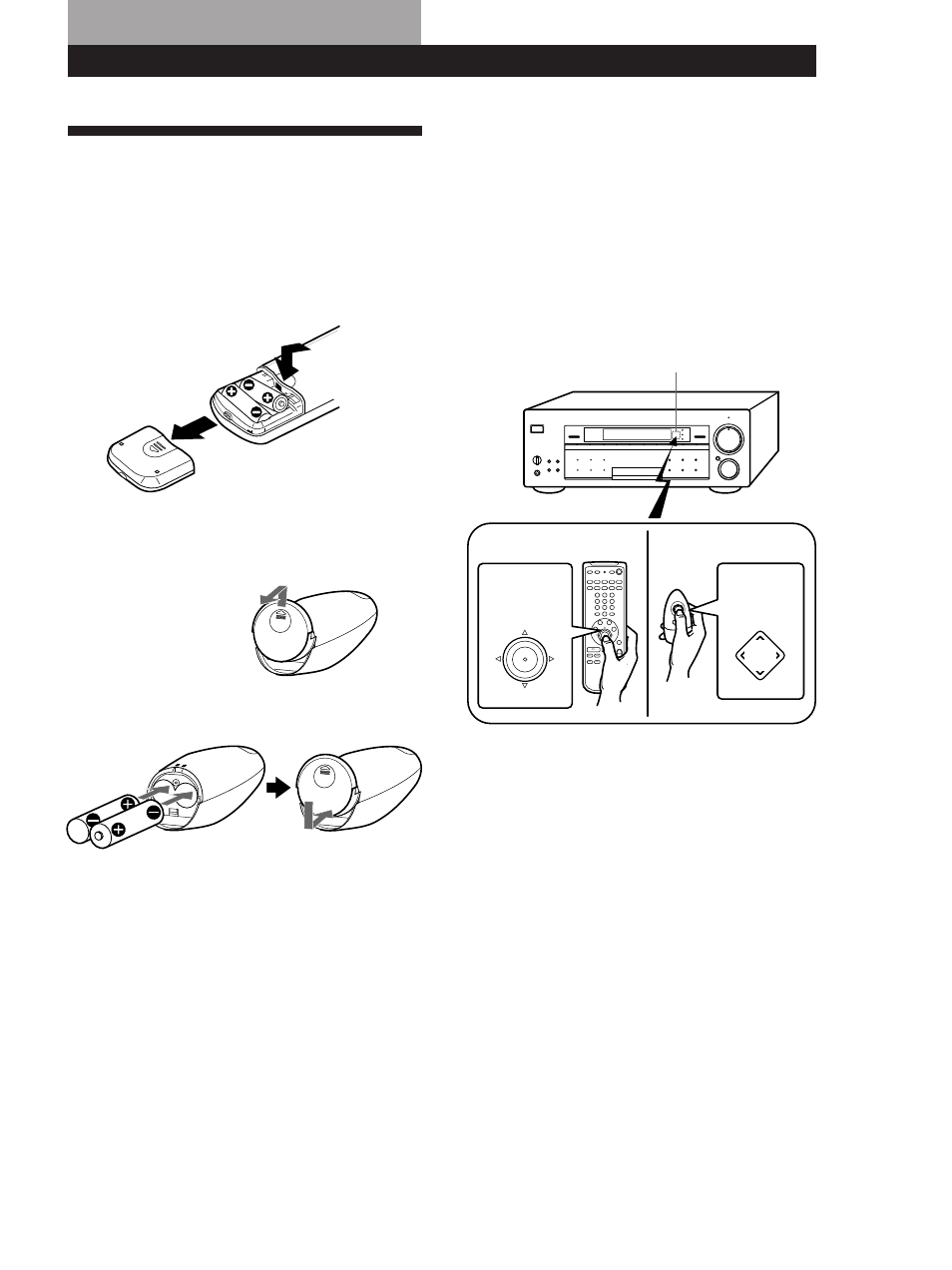 Using the remote, Setting up the remote for on-screen control, Inserting batteries into the remote (australia) 1 | Sony STR-DA90ESG User Manual | Page 15 / 64