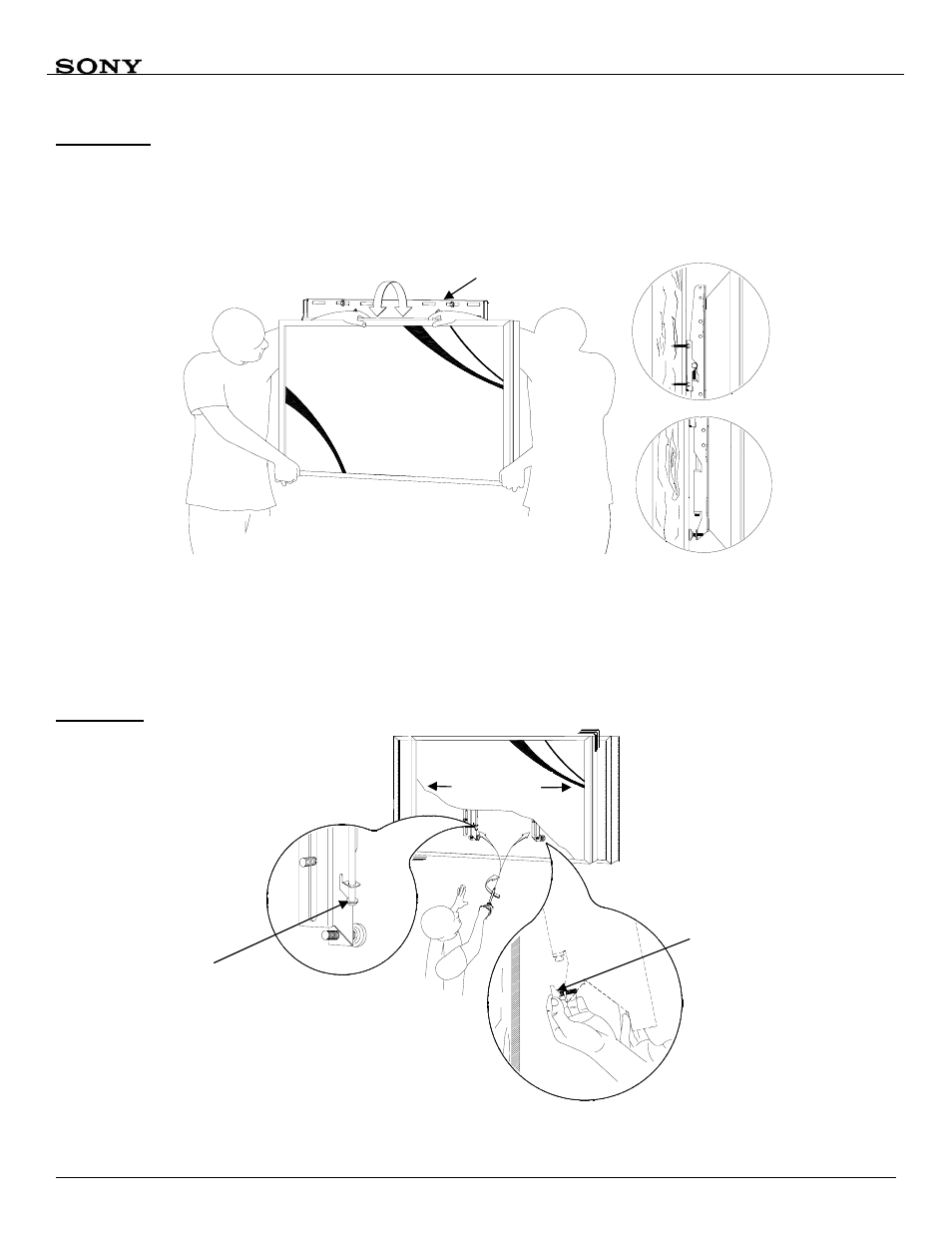 Securing the flat panel to the wall mount, Lateral shift adjustment | Sony SFM1 User Manual | Page 13 / 16
