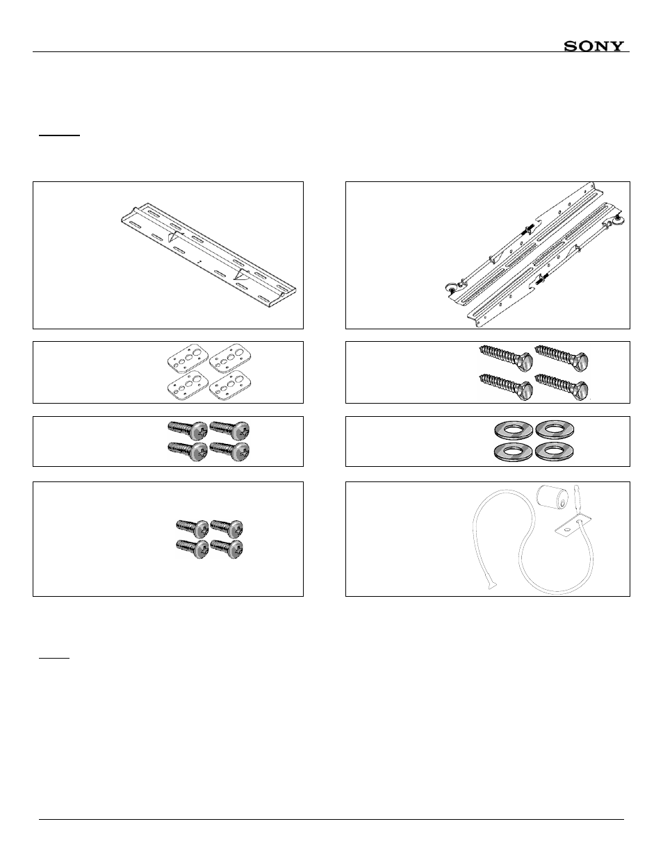 Parts list, Flat panel list, Installation tools | Sony SFM1 User Manual | Page 5 / 16