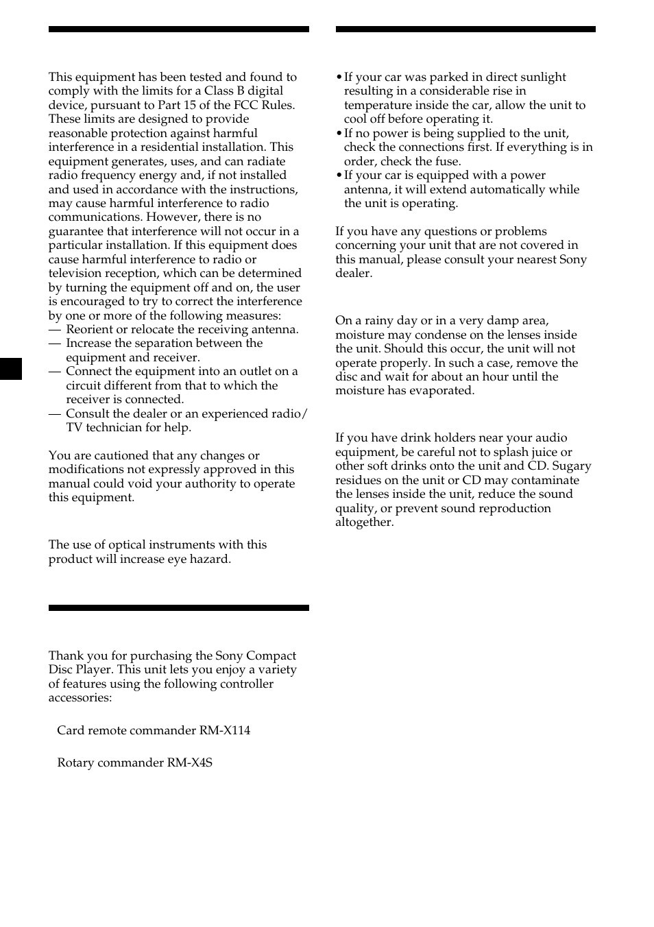 2precautions, Warning, Welcome | Sony CDX-MP450X User Manual | Page 2 / 84