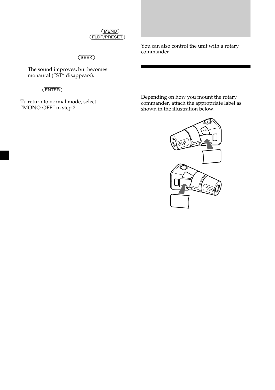 Other functions, Labeling the rotary commander | Sony CDX-MP450X User Manual | Page 20 / 84