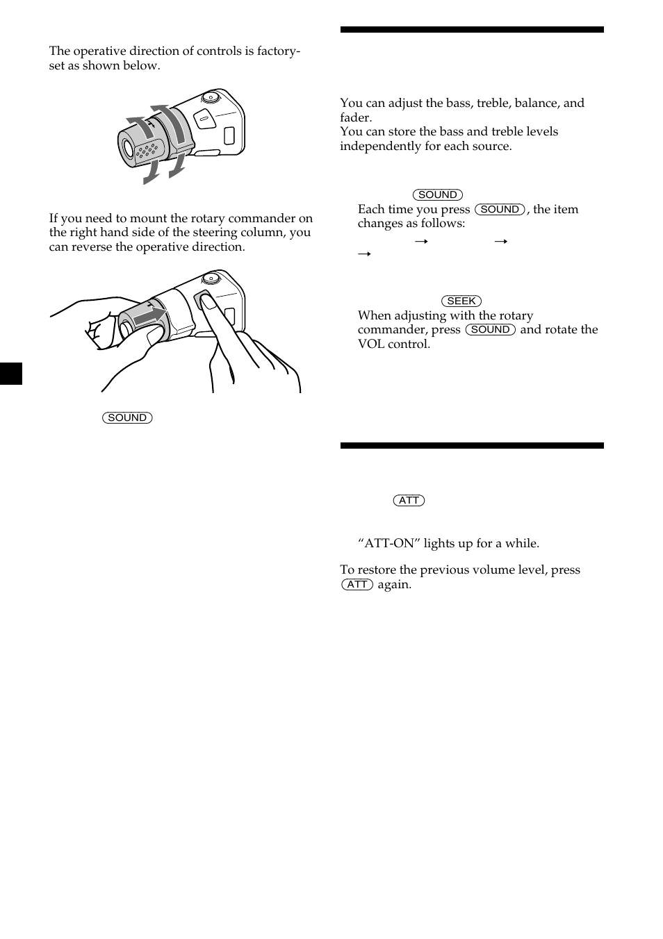 22 adjusting the sound characteristics, Attenuating the sound | Sony CDX-MP450X User Manual | Page 22 / 84