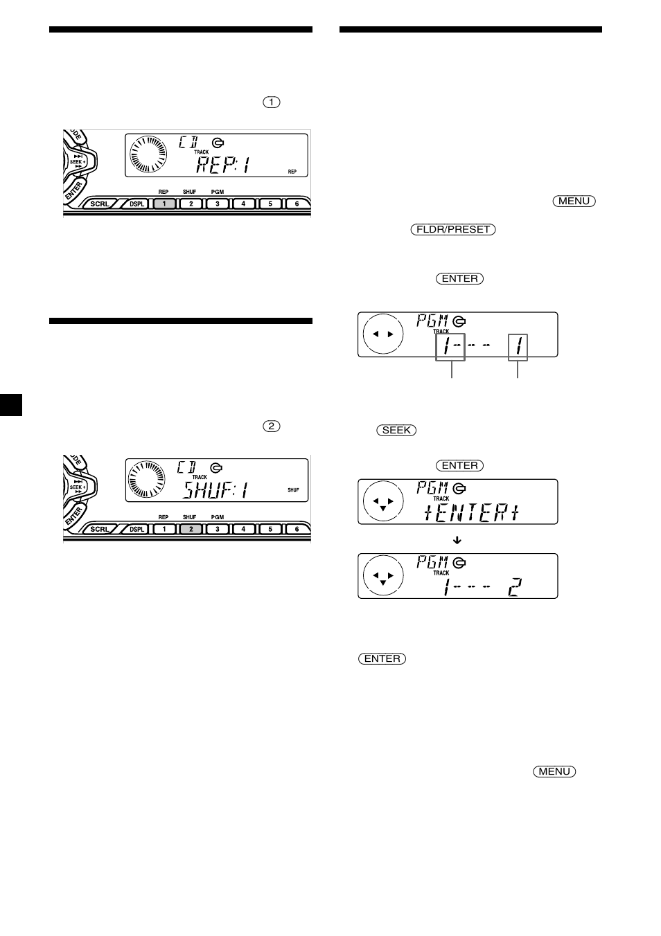 12 création d’un programme, Lecture de plages répétée, Lecture plages dans un ordre quelconque | Sony CDX-MP450X User Manual | Page 40 / 84