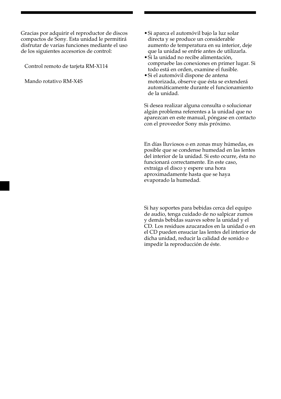 2¡bienvenido, Precauciones | Sony CDX-MP450X User Manual | Page 58 / 84