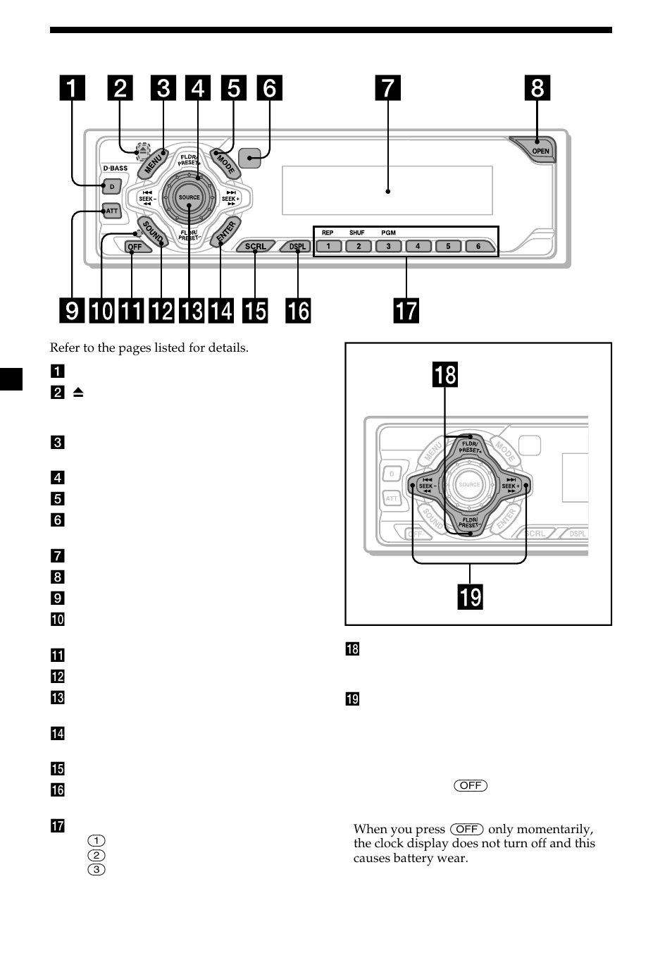 6location of controls | Sony CDX-MP450X User Manual | Page 6 / 84