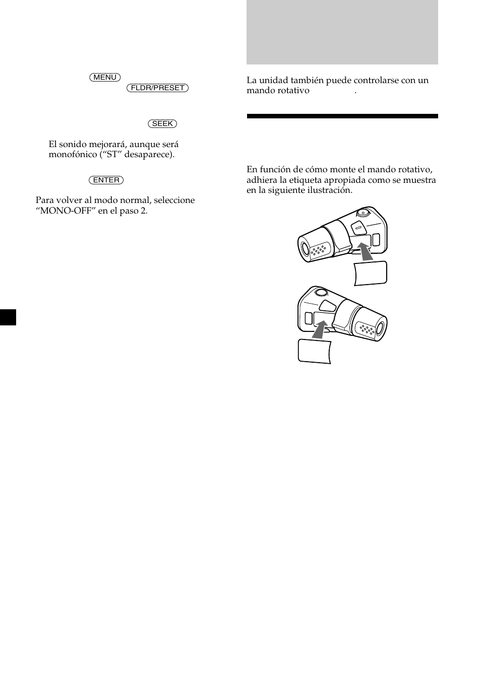 Otras funciones, Etiquetado del mando rotativo | Sony CDX-MP450X User Manual | Page 76 / 84