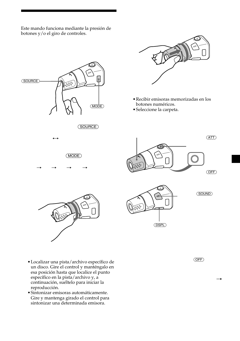 Uso del mando rotativo | Sony CDX-MP450X User Manual | Page 77 / 84