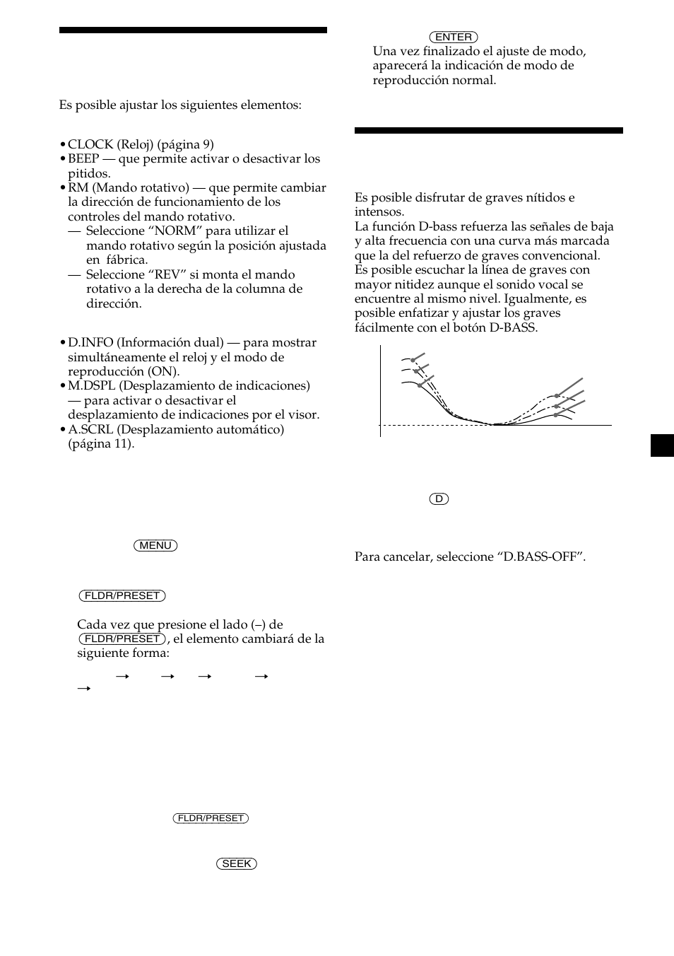 23 cambio de los ajustes de sonido y visualización, Refuerzo de los graves | Sony CDX-MP450X User Manual | Page 79 / 84