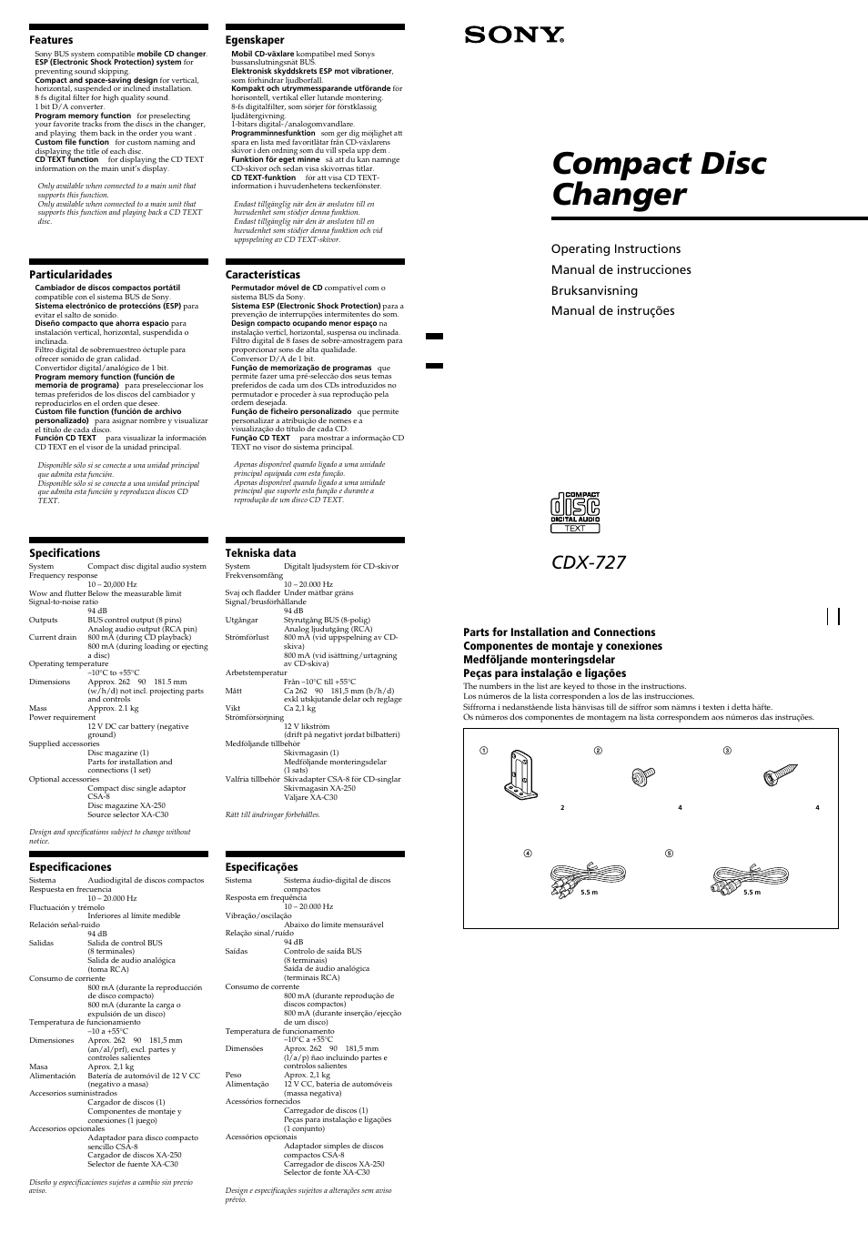 Sony CDX-727 User Manual | 3 pages