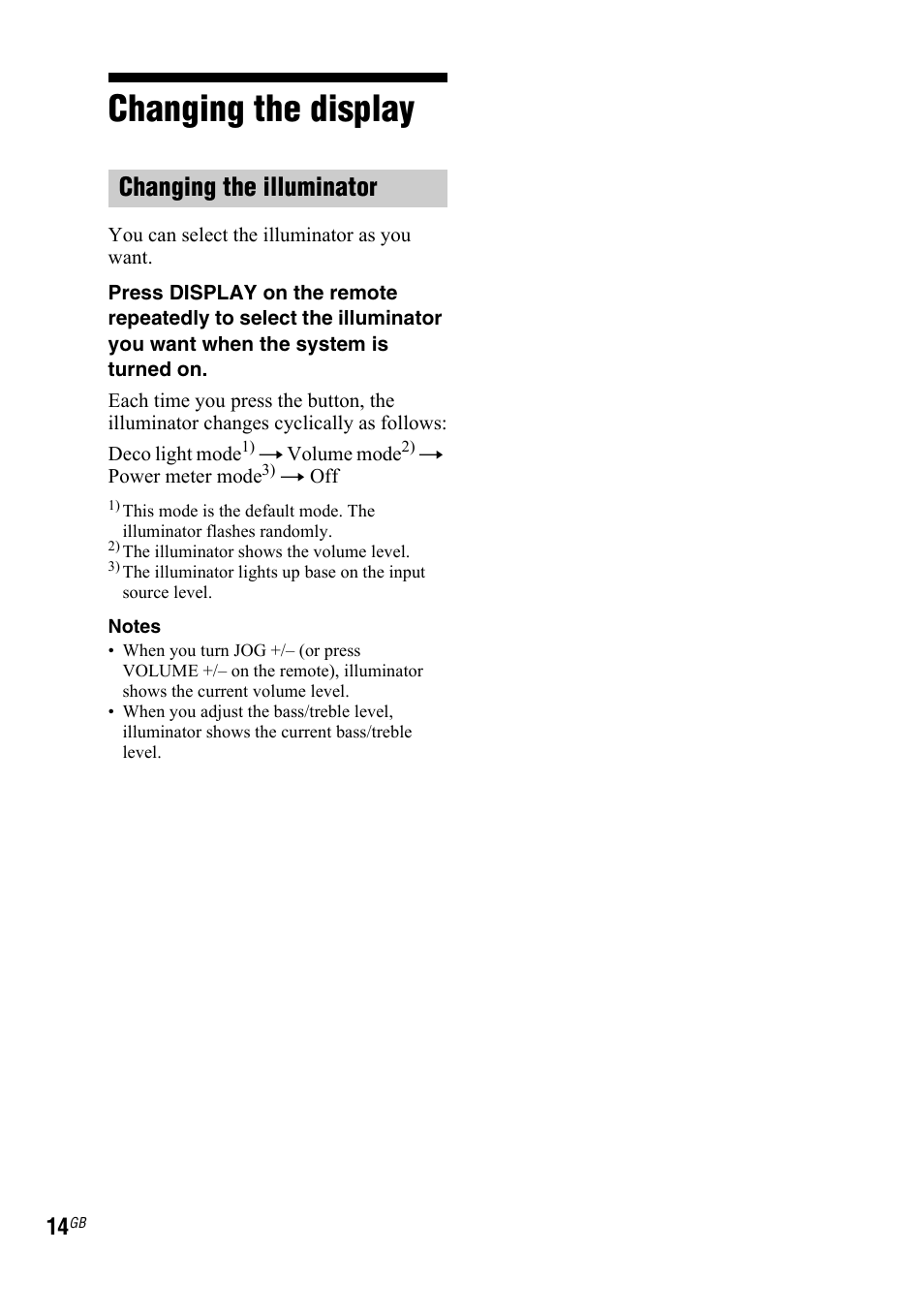 Changing the display, Changing the illuminator | Sony 4-140-464-21(2) User Manual | Page 14 / 20