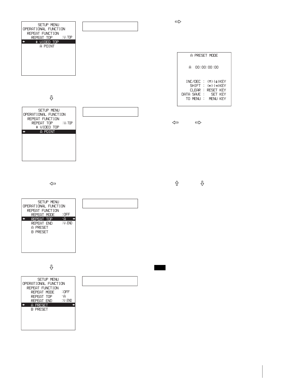Disk top, A point, Rep top | A preset | Sony DSR-DR1000 User Manual | Page 41 / 108