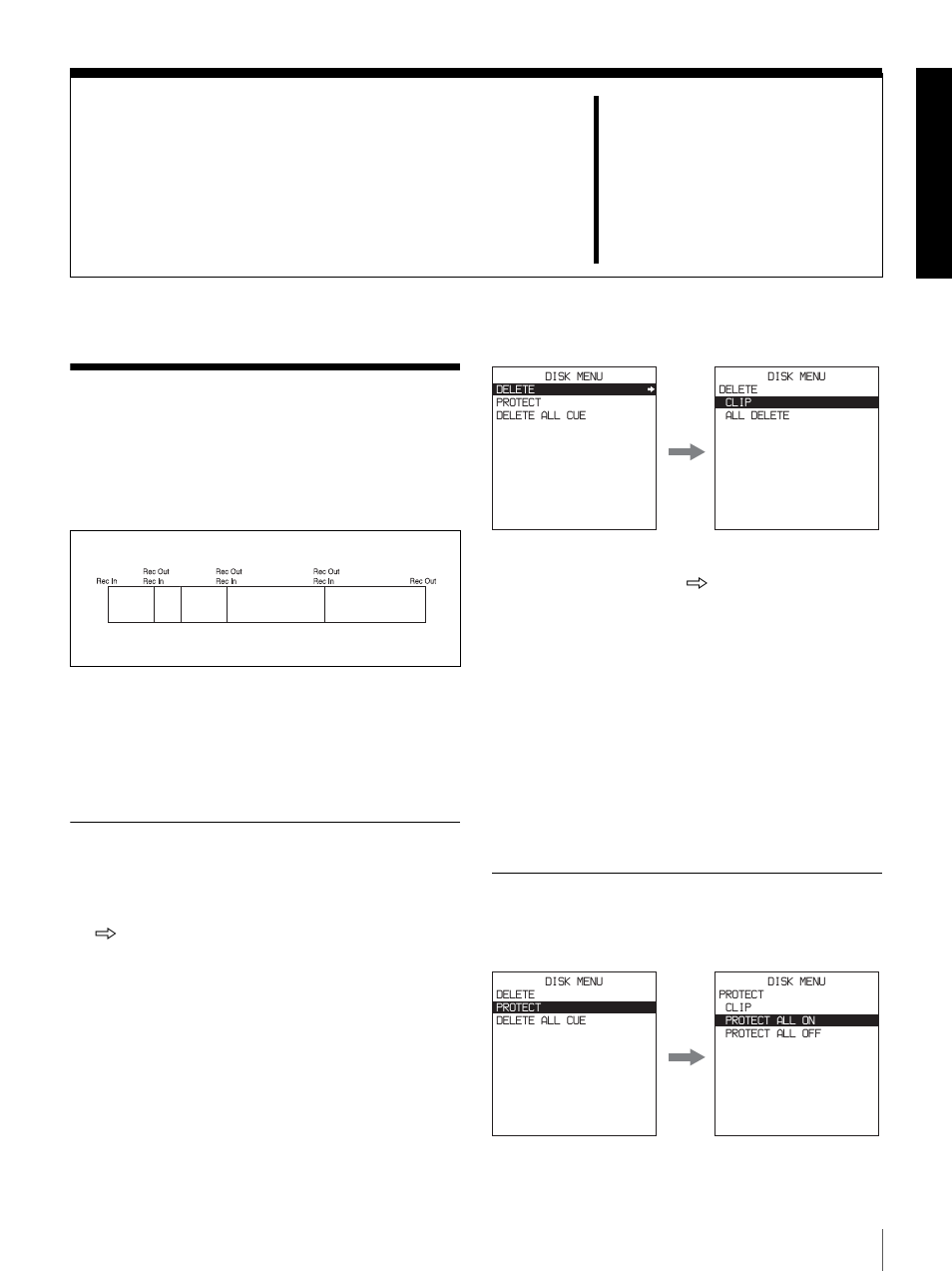 Chapter 4 clip operations, Clips, Deleting clips | Protecting clips, Deleting clips protecting clips, Clip operations, Chapter | Sony DSR-DR1000 User Manual | Page 45 / 108