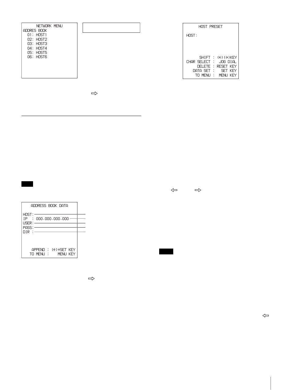 Registering host information in an address book, 01host1 | Sony DSR-DR1000 User Manual | Page 53 / 108