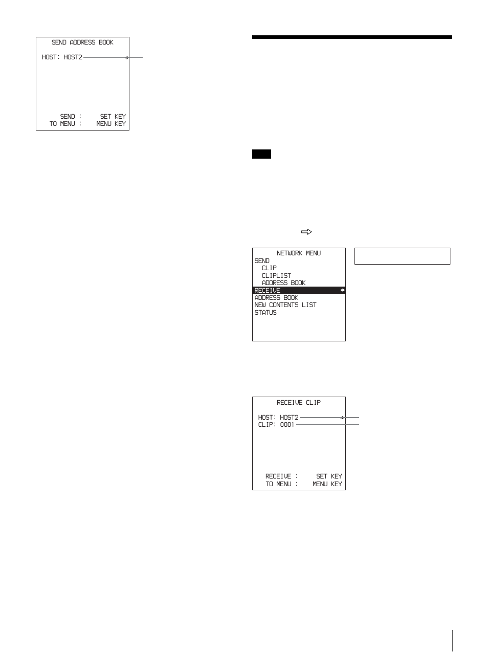 Receiving data, Receive | Sony DSR-DR1000 User Manual | Page 57 / 108