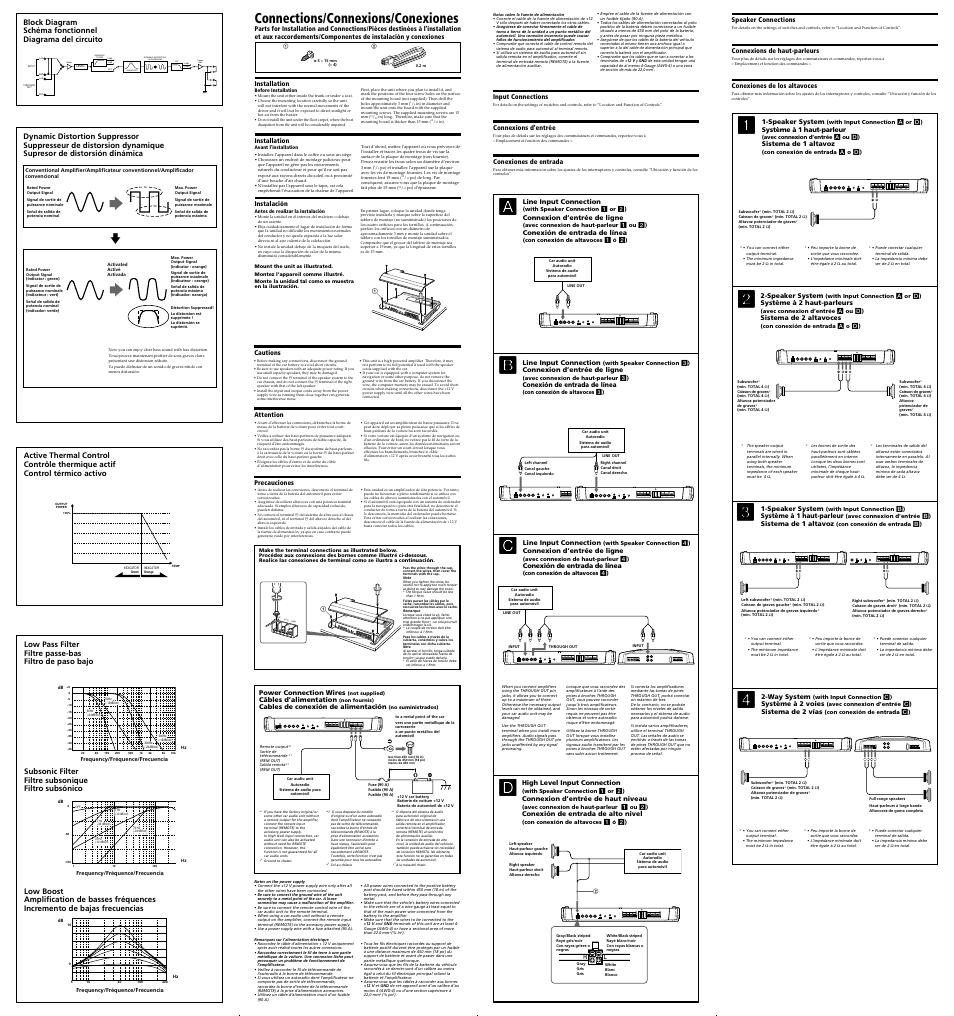 Connections/connexions/conexiones, Buffer amp power | Sony XM-GTR6001 User Manual | Page 2 / 2