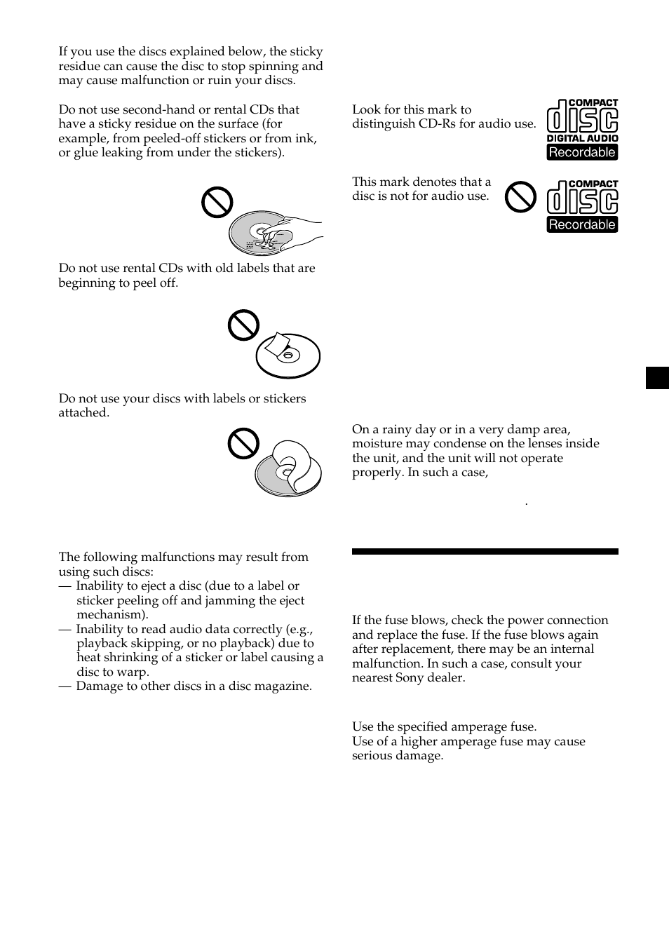 Maintenance | Sony CDX-555RF User Manual | Page 11 / 44