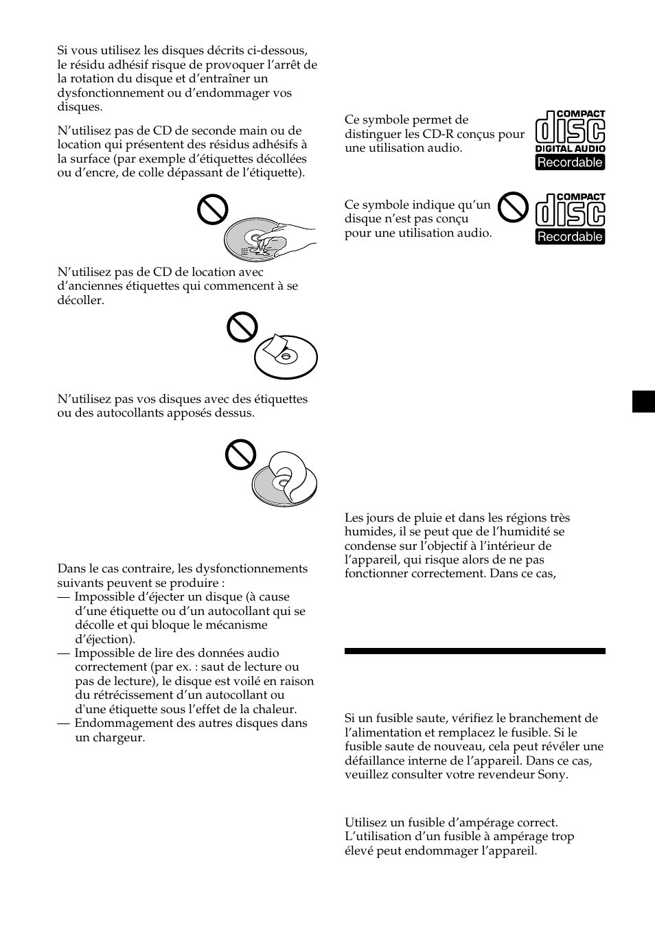 Entretien | Sony CDX-555RF User Manual | Page 25 / 44