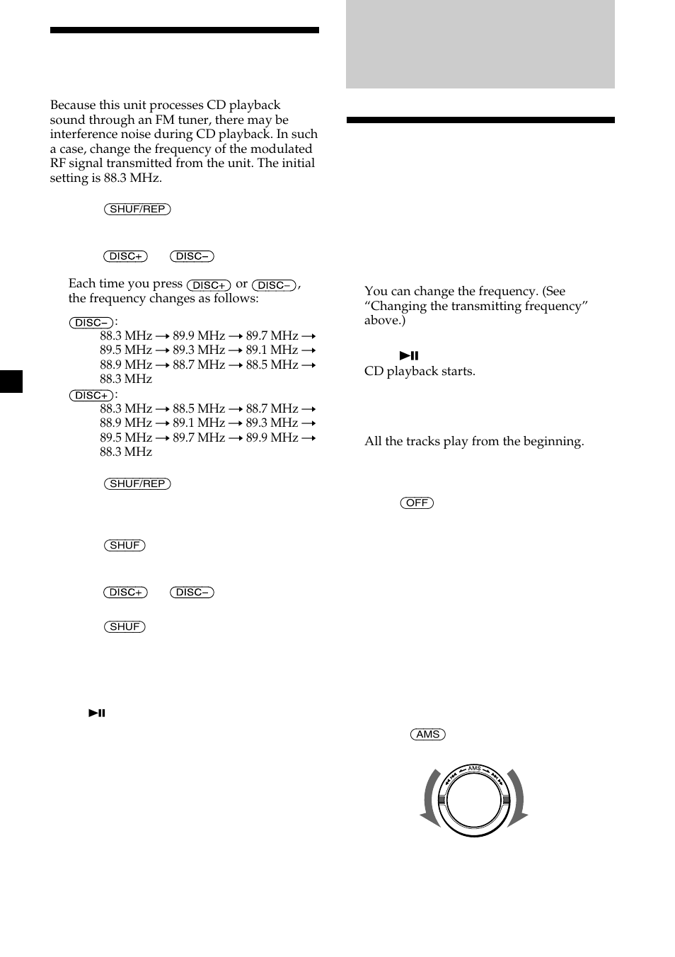 Cd changer, Listening to a cd, Changing the transmitting frequency | Sony CDX-555RF User Manual | Page 6 / 44