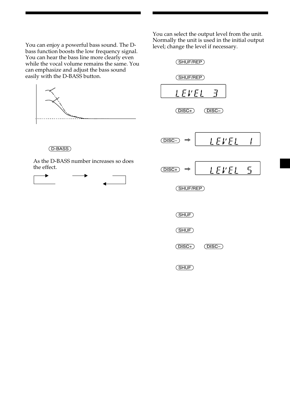 9changing the output level, Boosting the bass sound | Sony CDX-555RF User Manual | Page 9 / 44