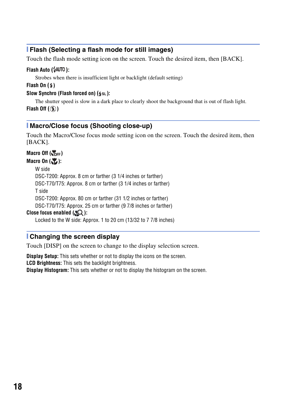 Sony DSCT70 User Manual | Page 18 / 40