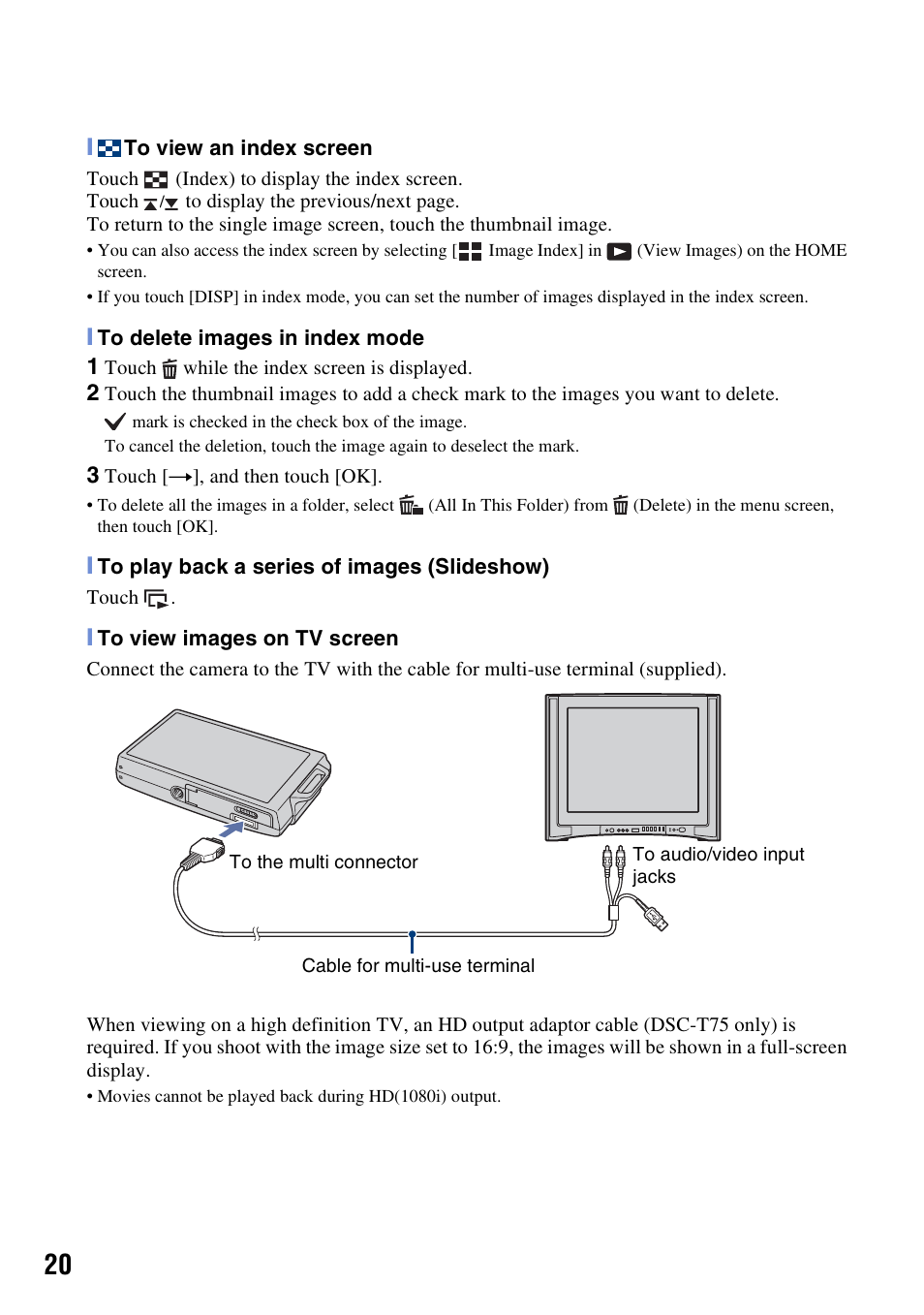 Sony DSCT70 User Manual | Page 20 / 40