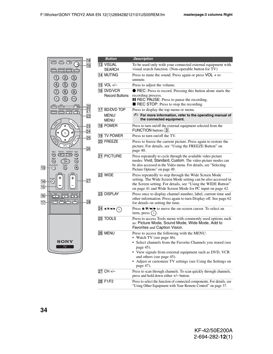 Sony GRAND WEGA 2-694-282-13(1) User Manual | Page 34 / 83