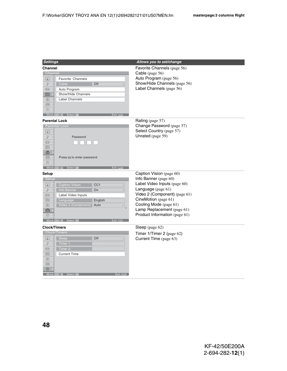 Sony GRAND WEGA 2-694-282-13(1) User Manual | Page 48 / 83