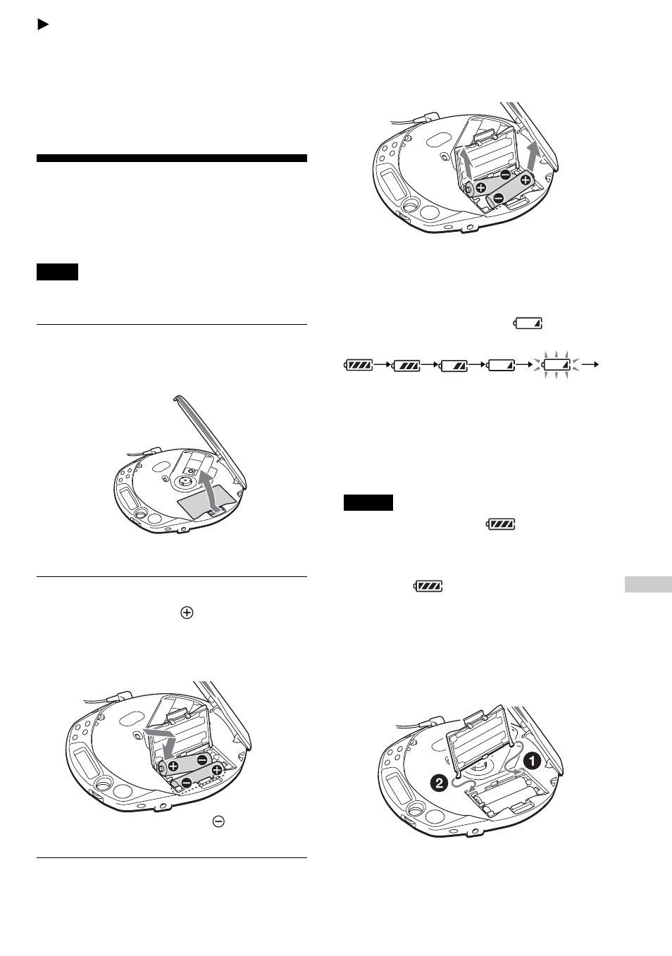 Connecting to a power source, Using the dry batteries | Sony CD Walkman D-NE518CK User Manual | Page 27 / 104