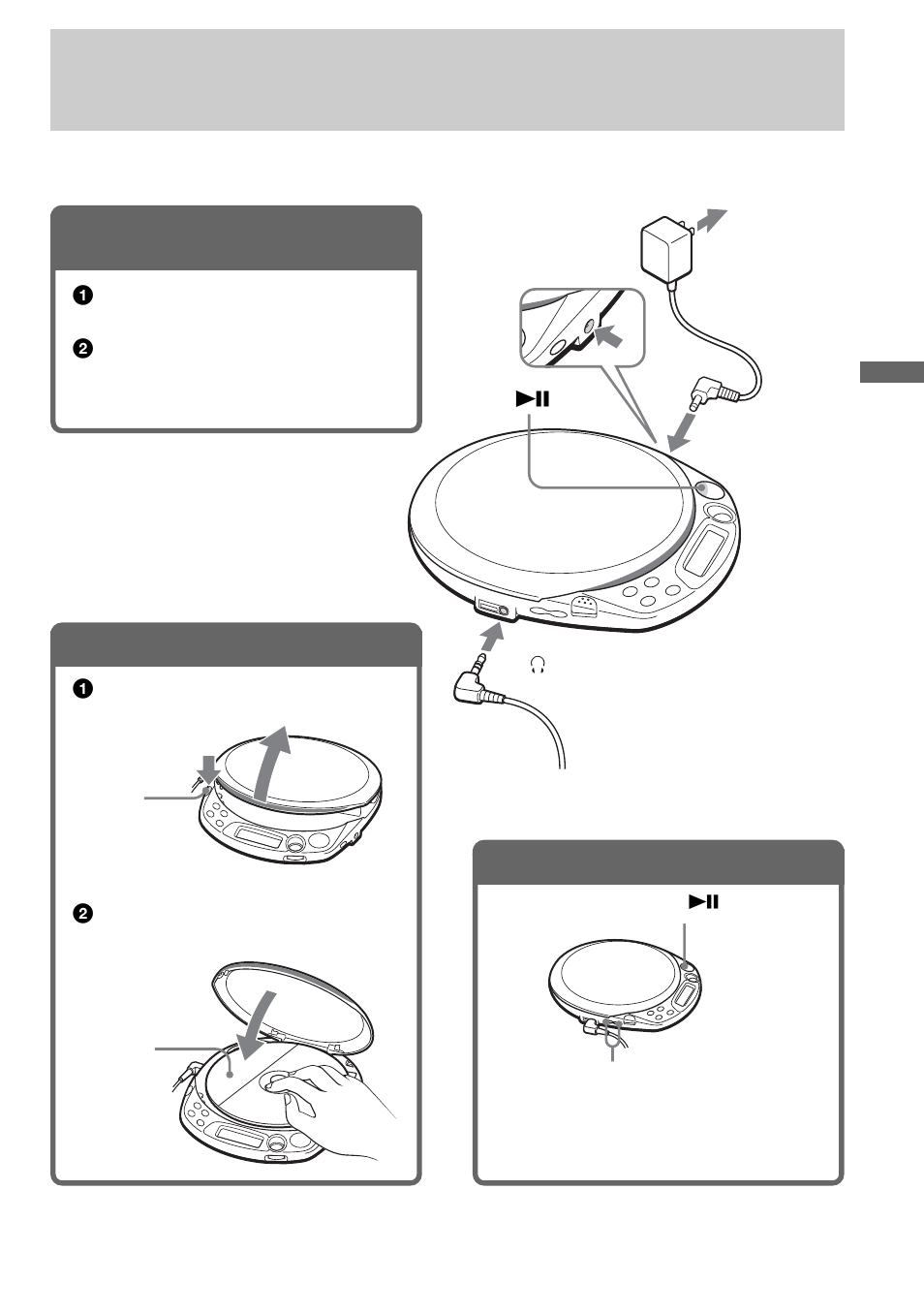 Conecte el reproductor de cd, Introduzca un cd, Reproduzca un cd | 1 . conecte el reproductor de cd, 2 . introduzca un cd | Sony CD Walkman D-NE518CK User Manual | Page 45 / 104