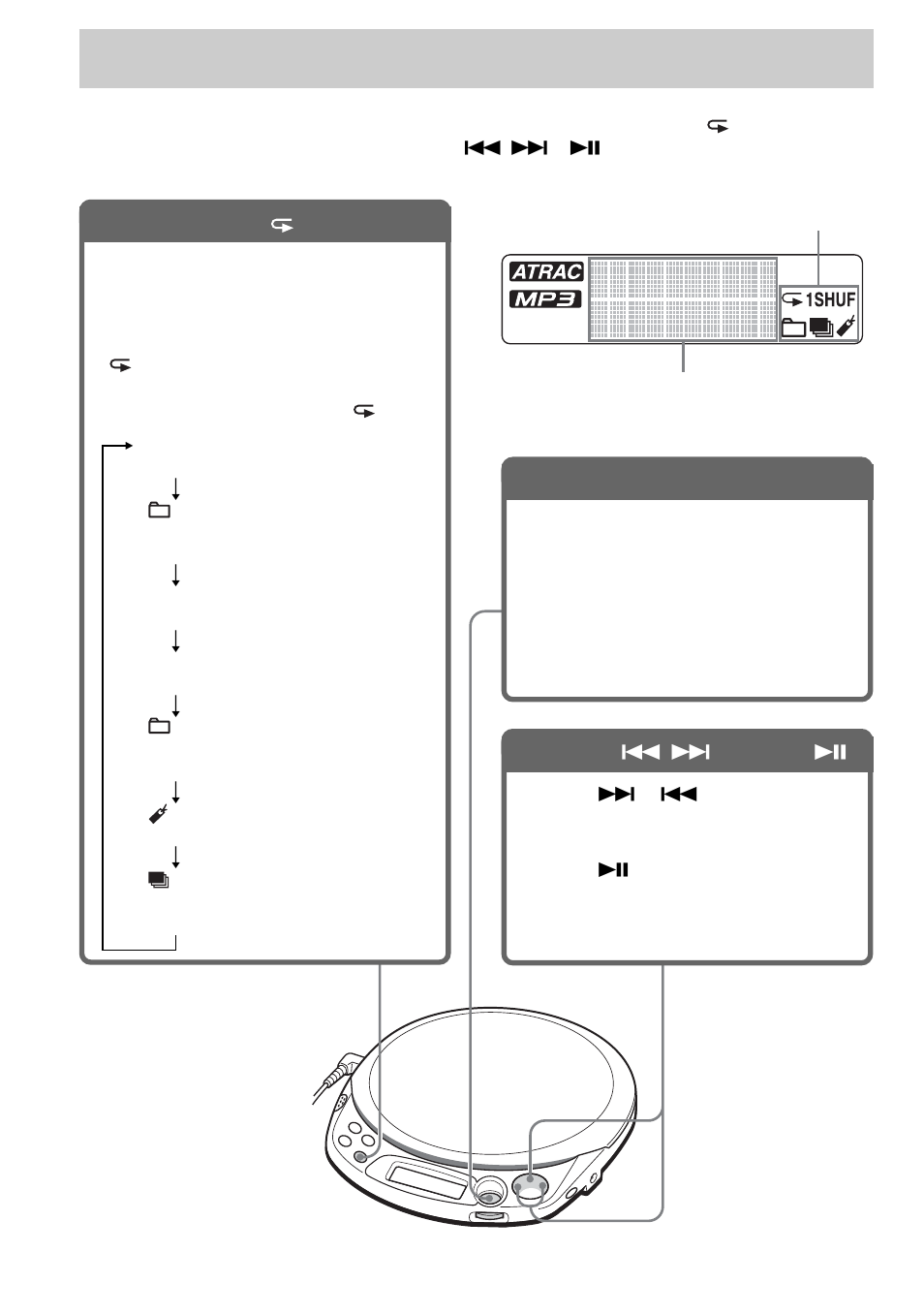 Opciones de reproducción, Visor | Sony CD Walkman D-NE518CK User Manual | Page 50 / 104