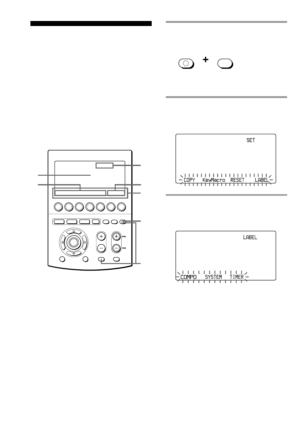 While pressing commander off, press muting, Press the label key, Set” appears on the mode display key | Label” appears on the mode display key | Sony RM-AV3100 User Manual | Page 84 / 112