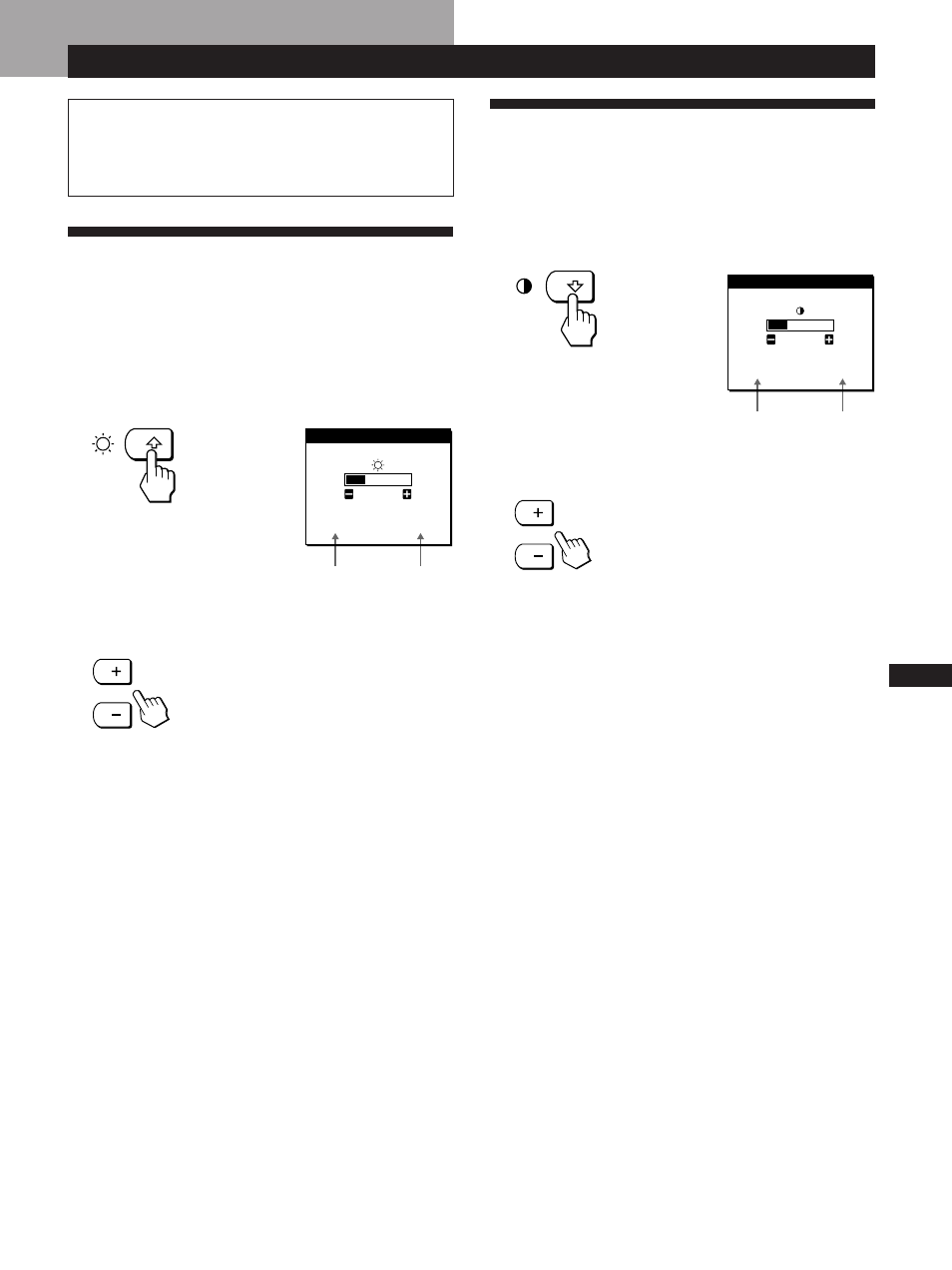 Regolazione del contrasto, Regolazione della luminosità dell’immagine, Personalizzazione del monitor | Sony CPD-L133 User Manual | Page 101 / 112