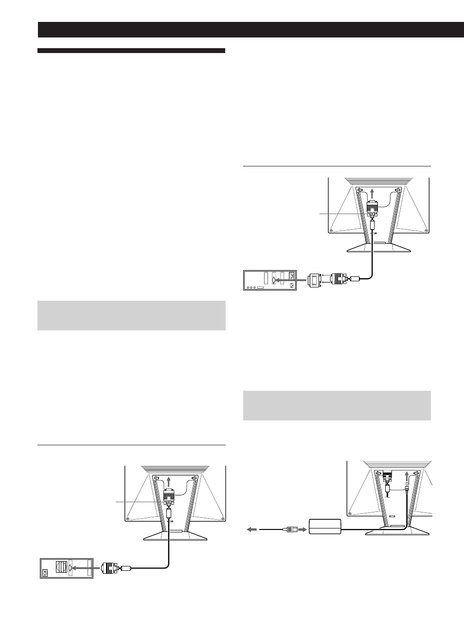 Installazione, Operazioni preliminari, Punto 2: collegamento del cavo di alimentazione | Punto 1: collegamento del monitor al computer | Sony CPD-L133 User Manual | Page 98 / 112