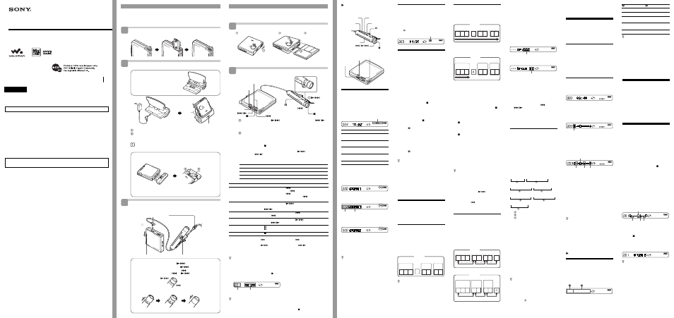 Sony Walkman MZ-E707 User Manual | 2 pages