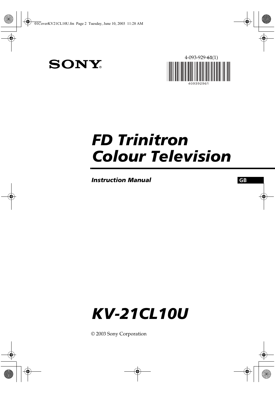 Sony KV-21CL10U User Manual | 24 pages