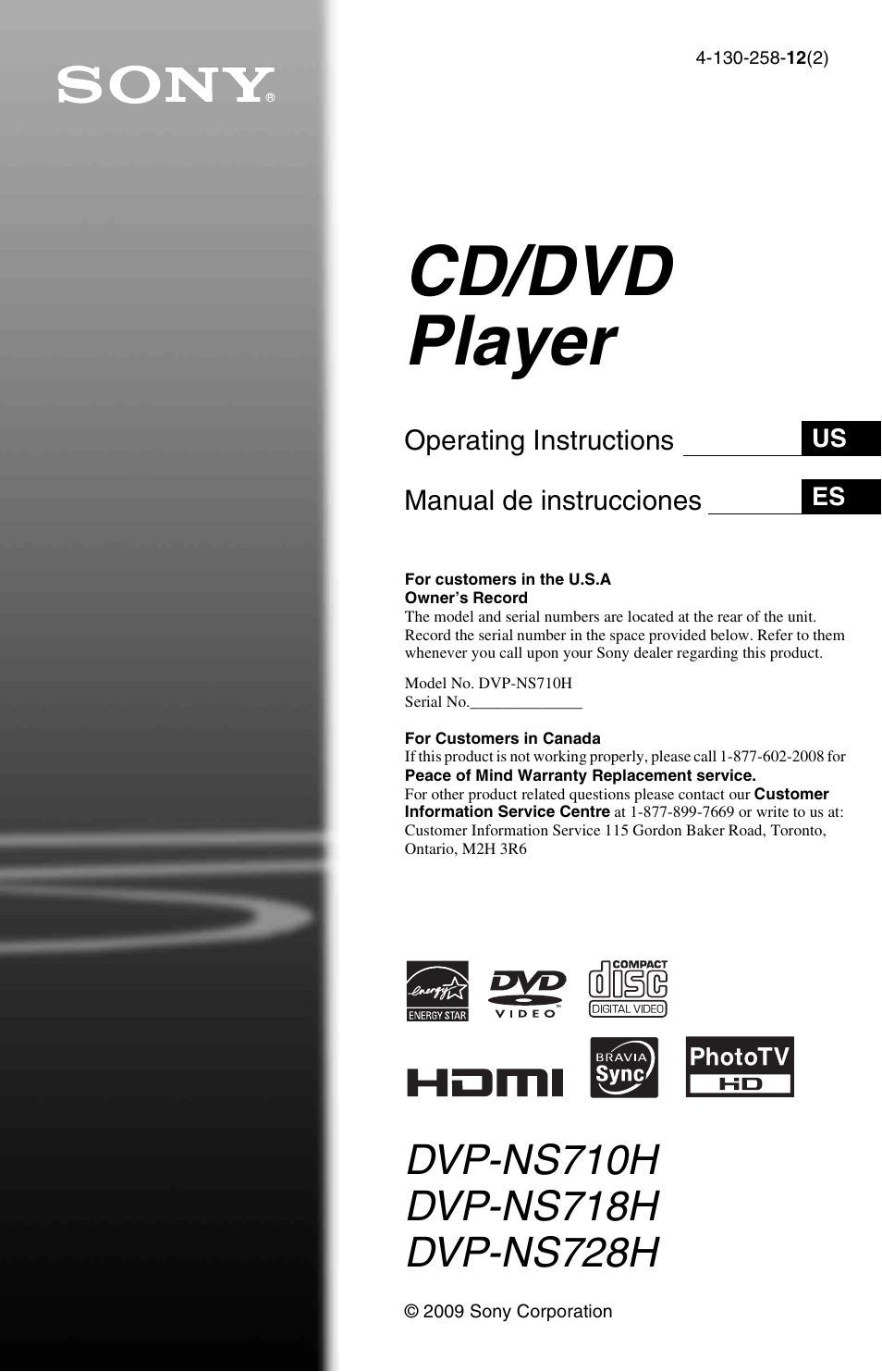 Sony DVP-NS710H User Manual | 60 pages