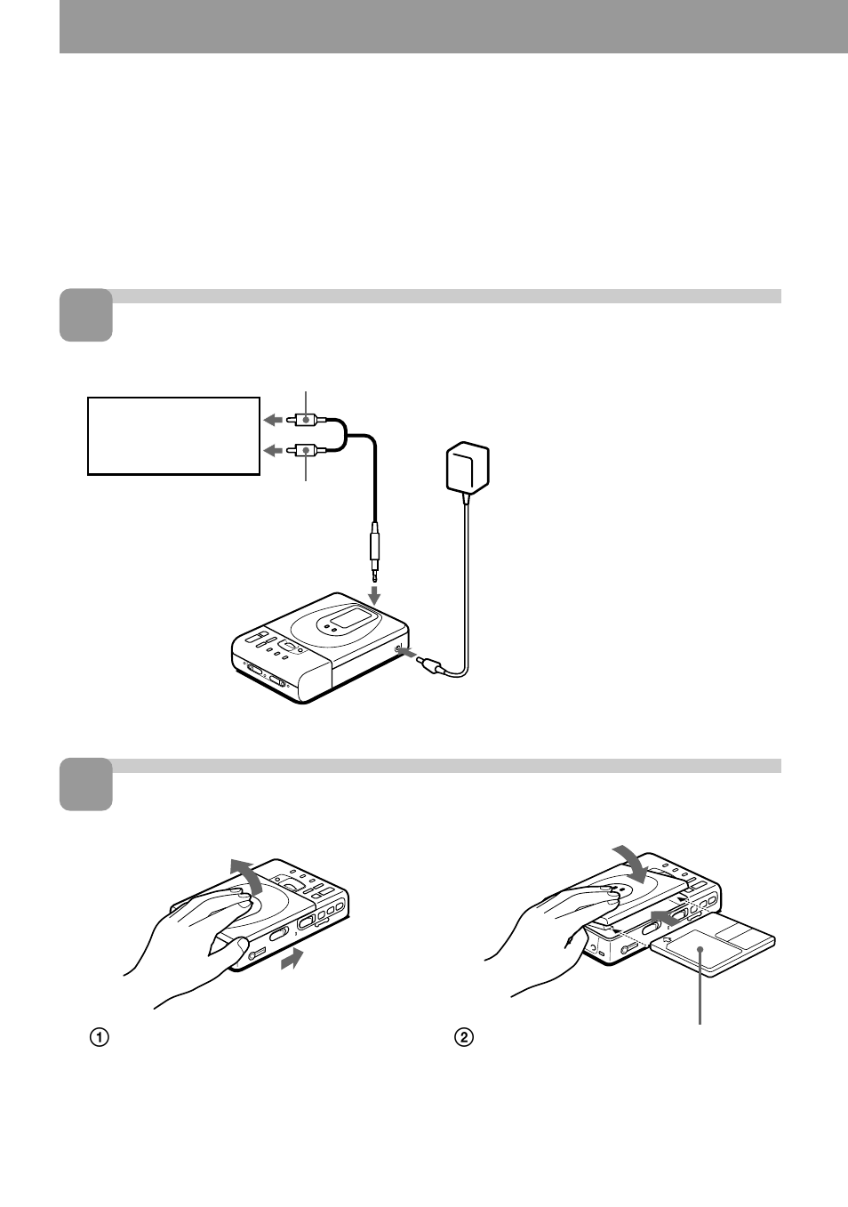 Spela in en md-skiva, Gör anslutningarna. sätt i md-skivan | Sony MZ-R35 User Manual | Page 120 / 192