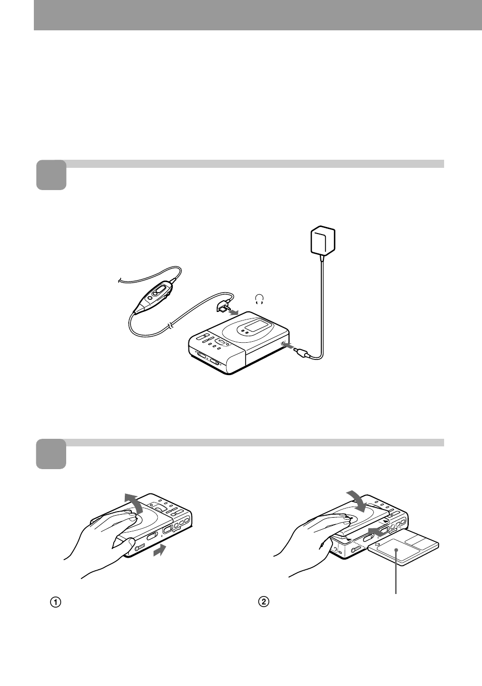 Spela upp en md-skiva, Gör anslutningarna. sätt i md-skivan | Sony MZ-R35 User Manual | Page 122 / 192