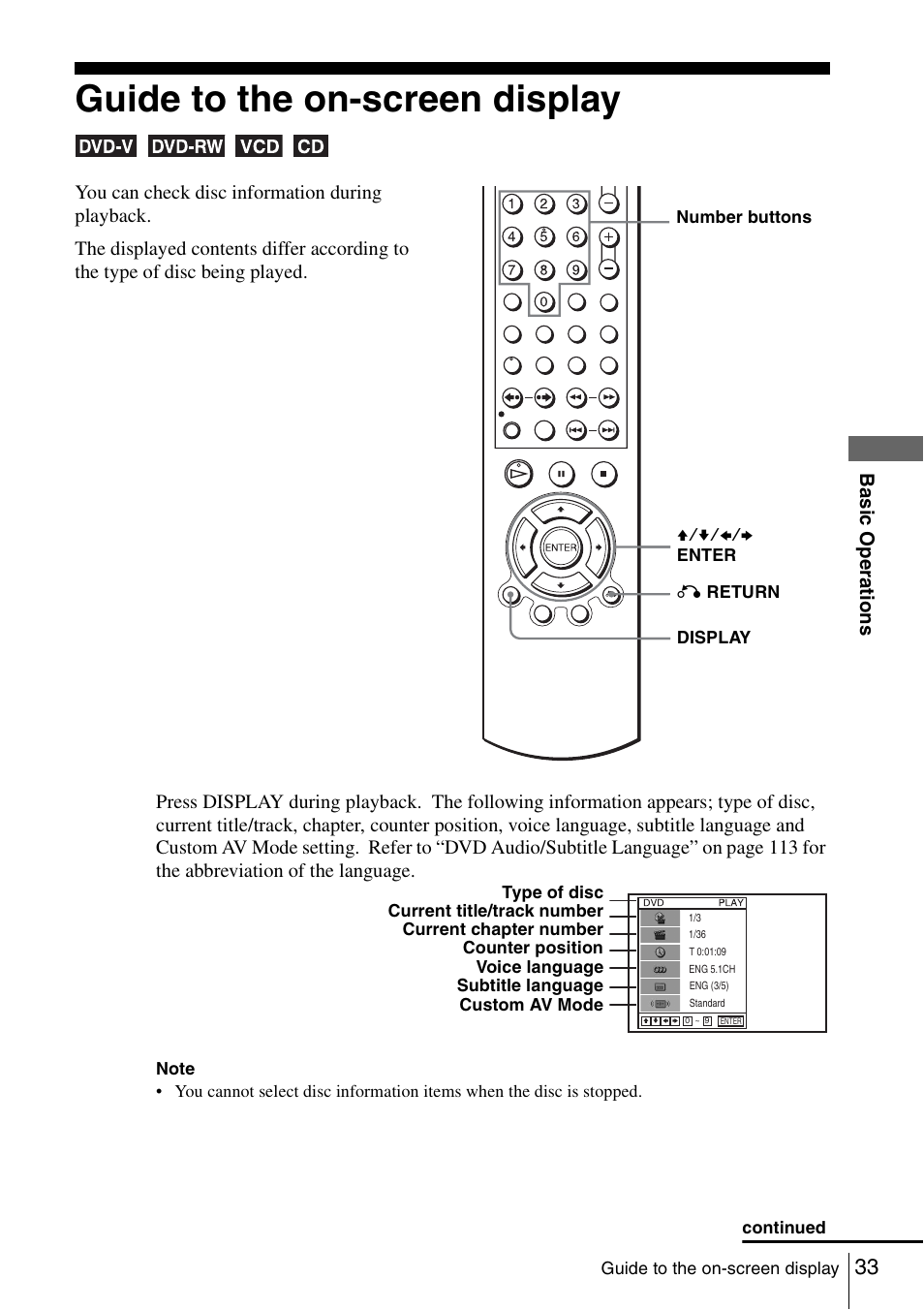 Guide to the on-screen display | Sony SLV-D261P User Manual | Page 33 / 116