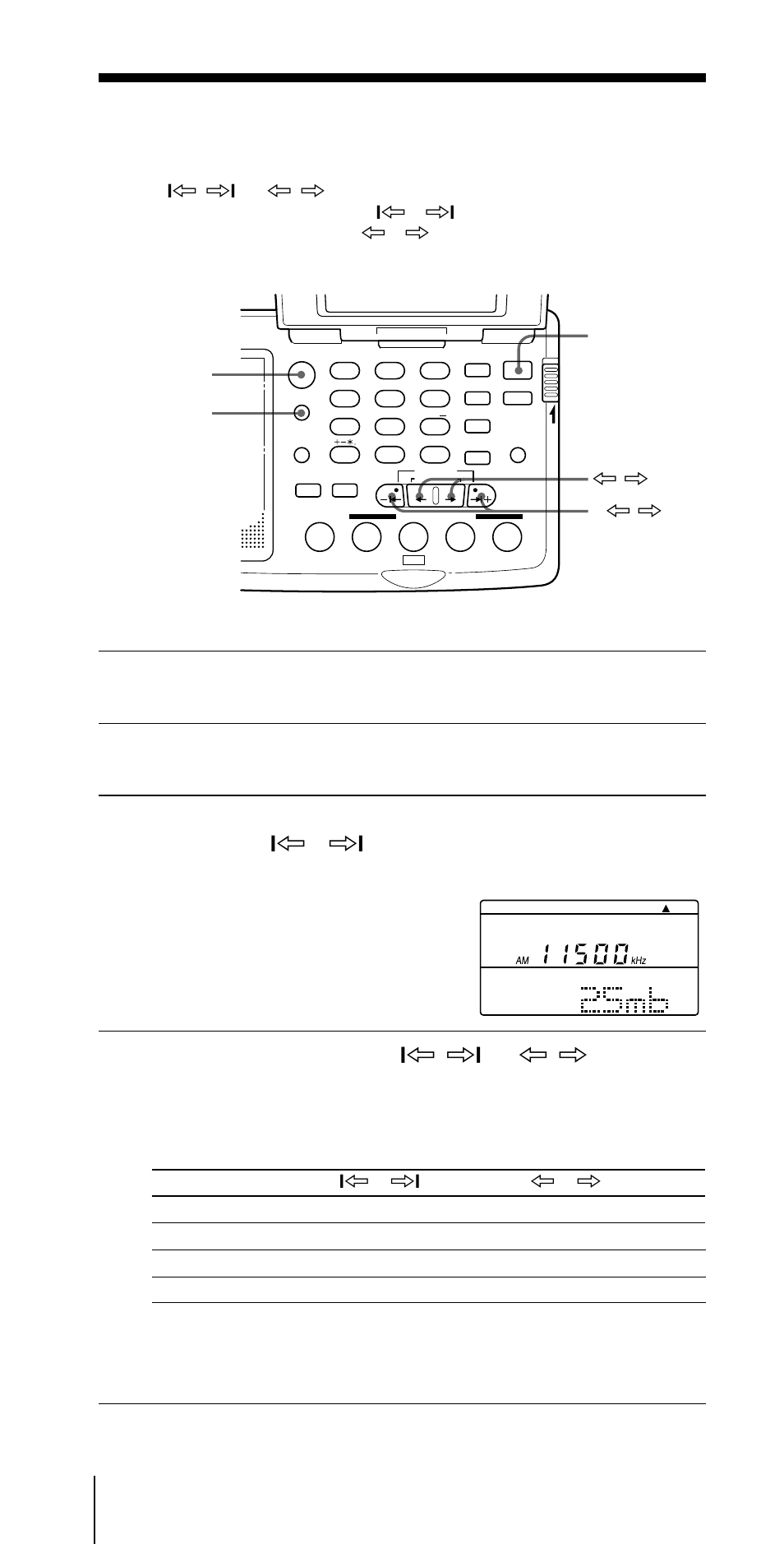 Sintonía manual, Sintonía memorizada, Diversas formas de recepción (continuación) | Presione fm/am para seleccionar la banda deseada, Escucha de la radio, Power on/off fm/am am band ¿ / ч –| ¿ / ч | Sony CF-SW07 User Manual | Page 120 / 156