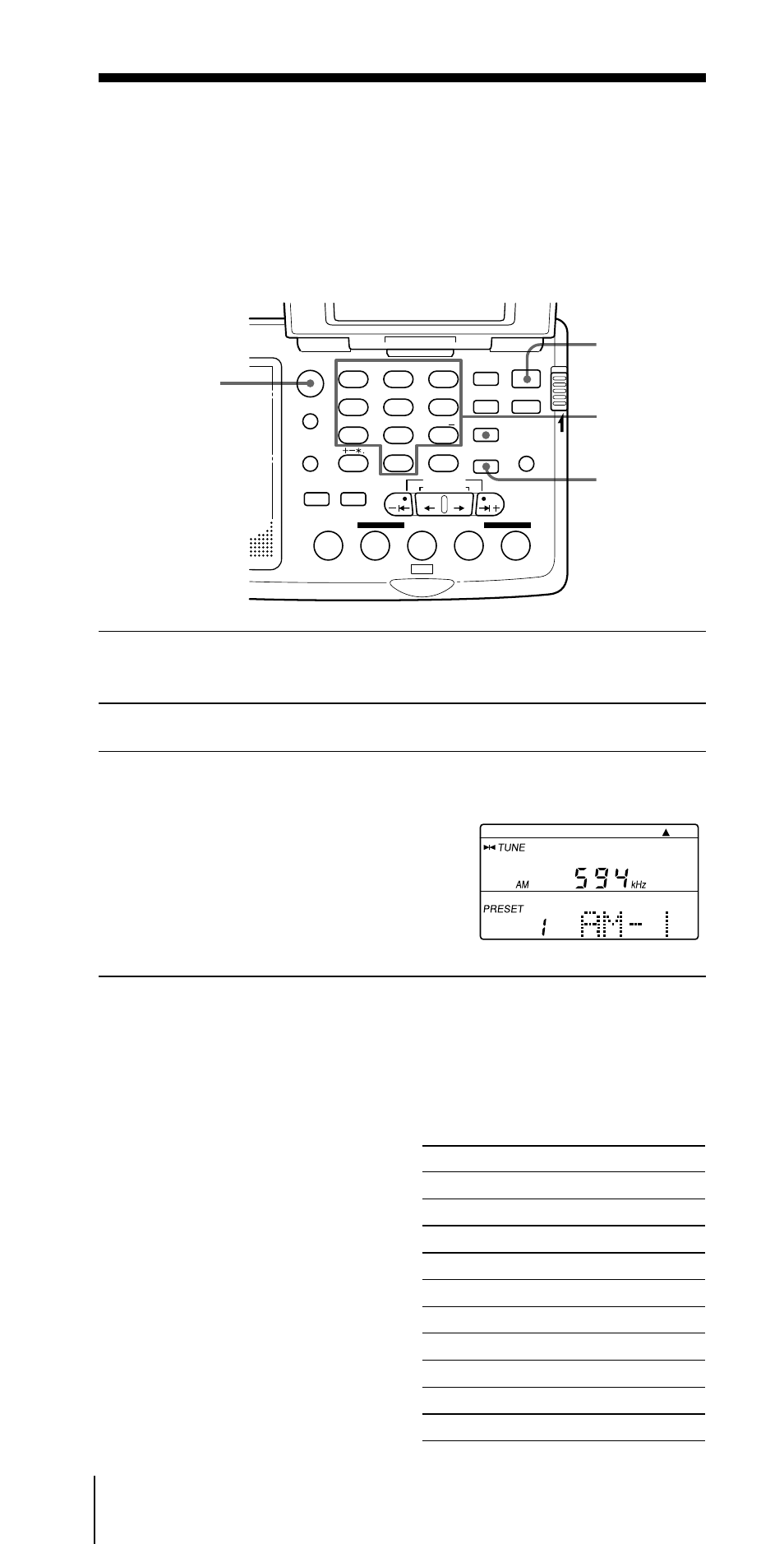 Sintonía memorizada, Sw station call), Diversas formas de recepción (continuación) | Escucha de la radio, Teclas numéricas, Power on/off fm/am enter | Sony CF-SW07 User Manual | Page 124 / 156