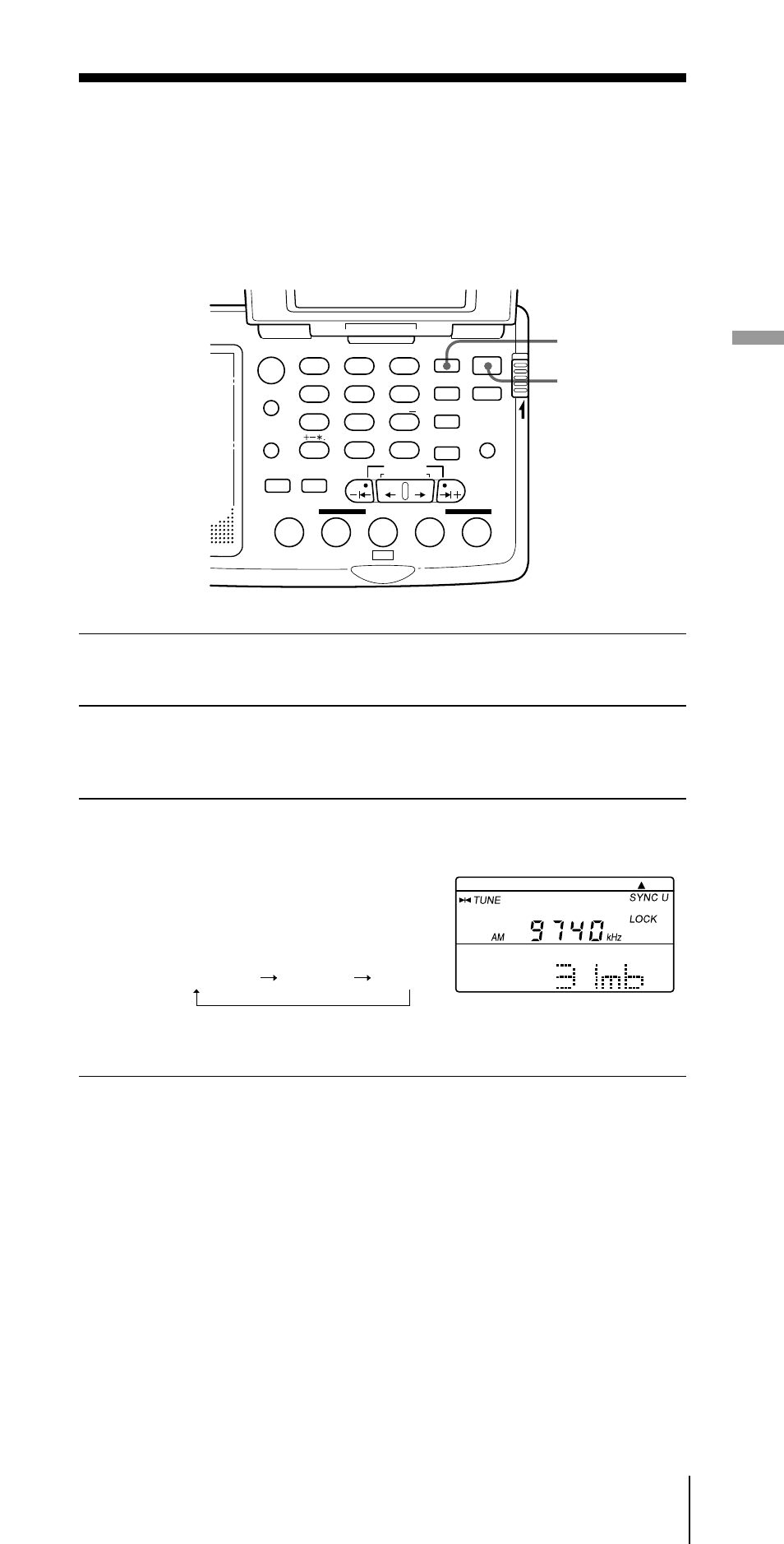 Ajuste para la recepción óptima de am, Detección sincrónica, Sintonice la emisora deseada | Escucha de la radio, Power on/off sync | Sony CF-SW07 User Manual | Page 133 / 156